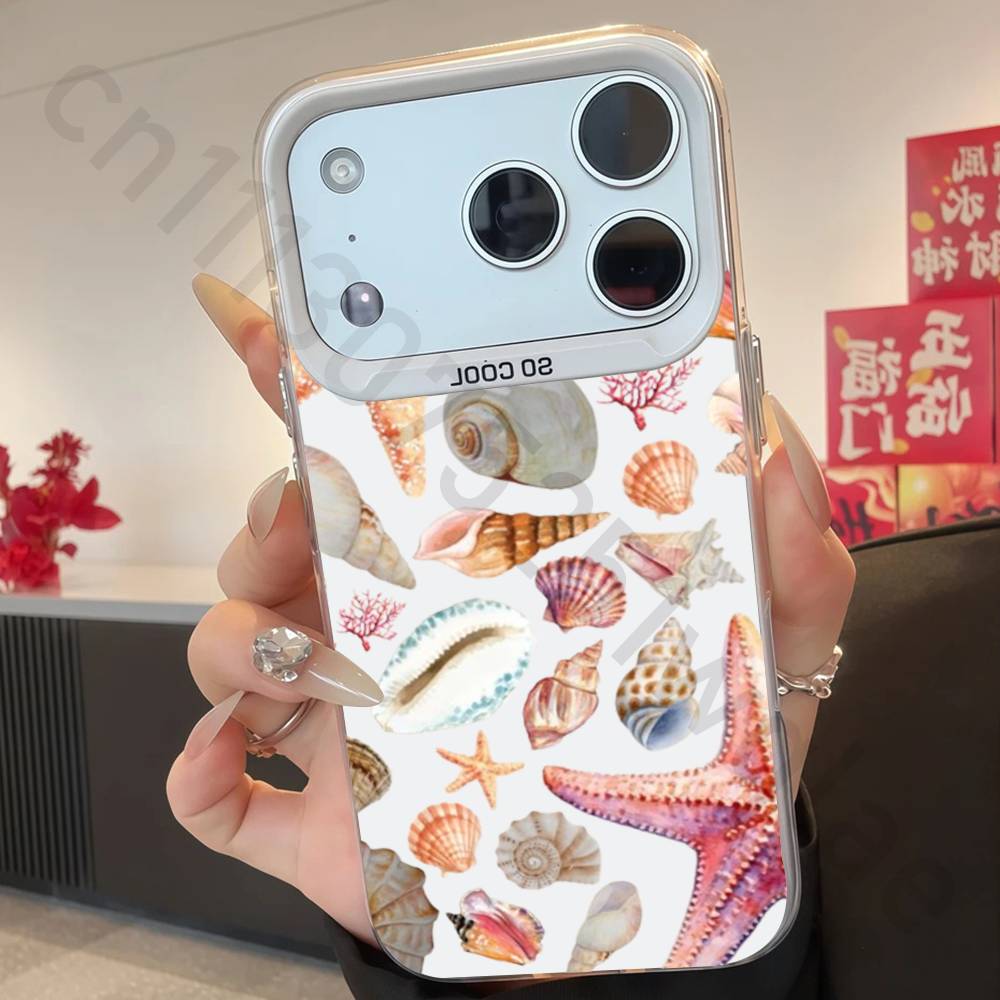 Marine Animals Sea Elements IMD Case for iPhone 17 16 15 14 13 12 11 Pro Max Air Plus Shockproof Plating Matte TPU Funda
