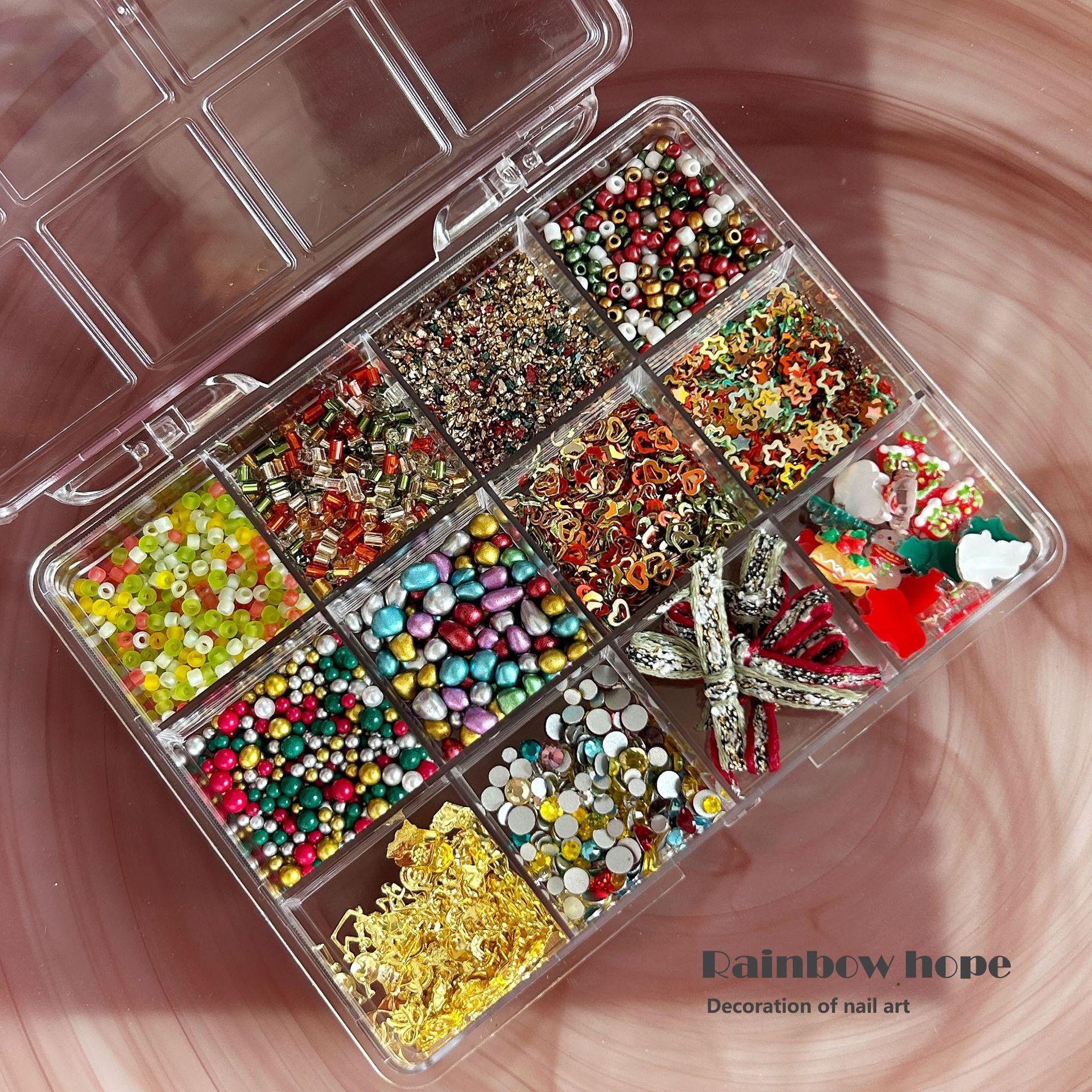 

Christmas Diy Nail Art Material Set Box Xiaohongshufeng Nail Art Jewelry Handmade Wear Nail Material Pack