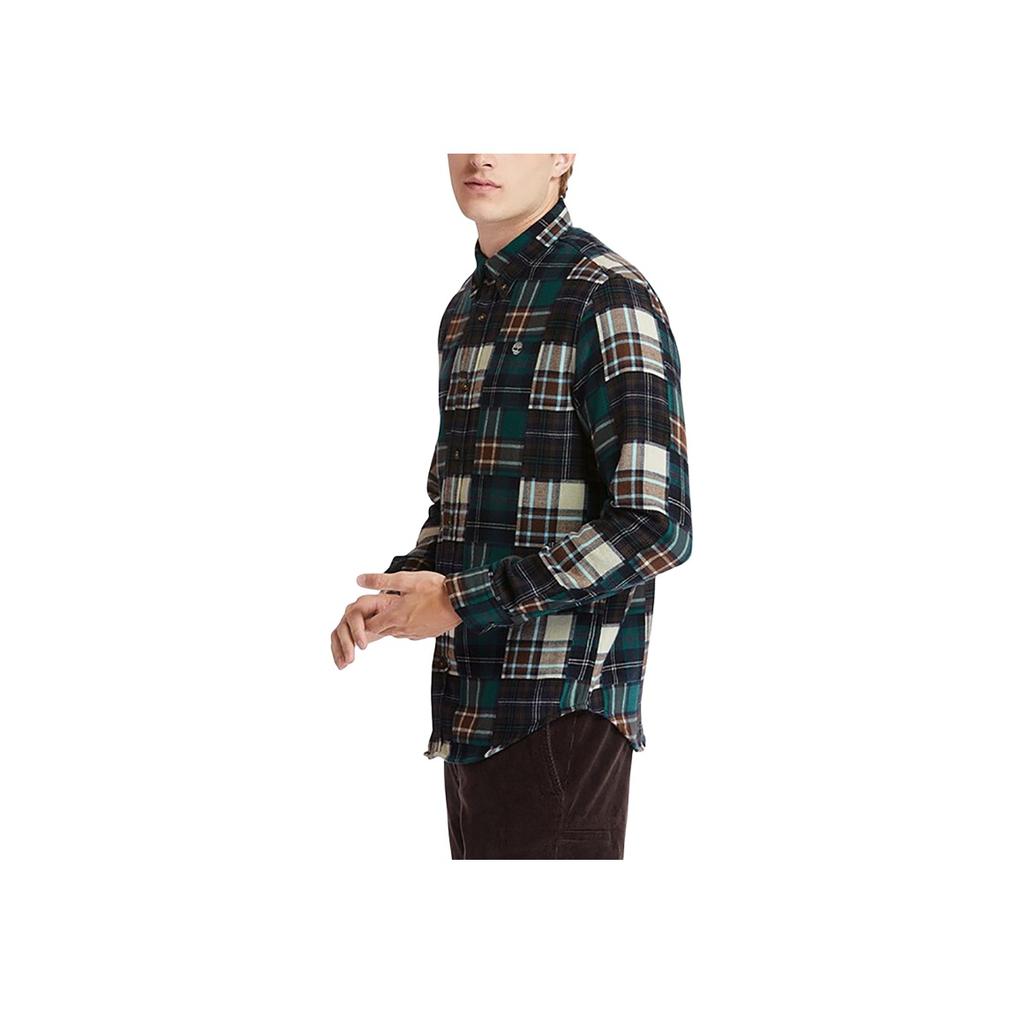 Timberland Urban Outdoor Series Casual Plaid Embroidered Long Sleeve Shirt Men Shirts Ocean-Blue A2F4P-AS6