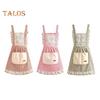 Elegant Princess Apron Stain-Resistant Floral Apron with Adjustable Straps & Pockets Breathable Cooking Gardening Bib Apron for Women