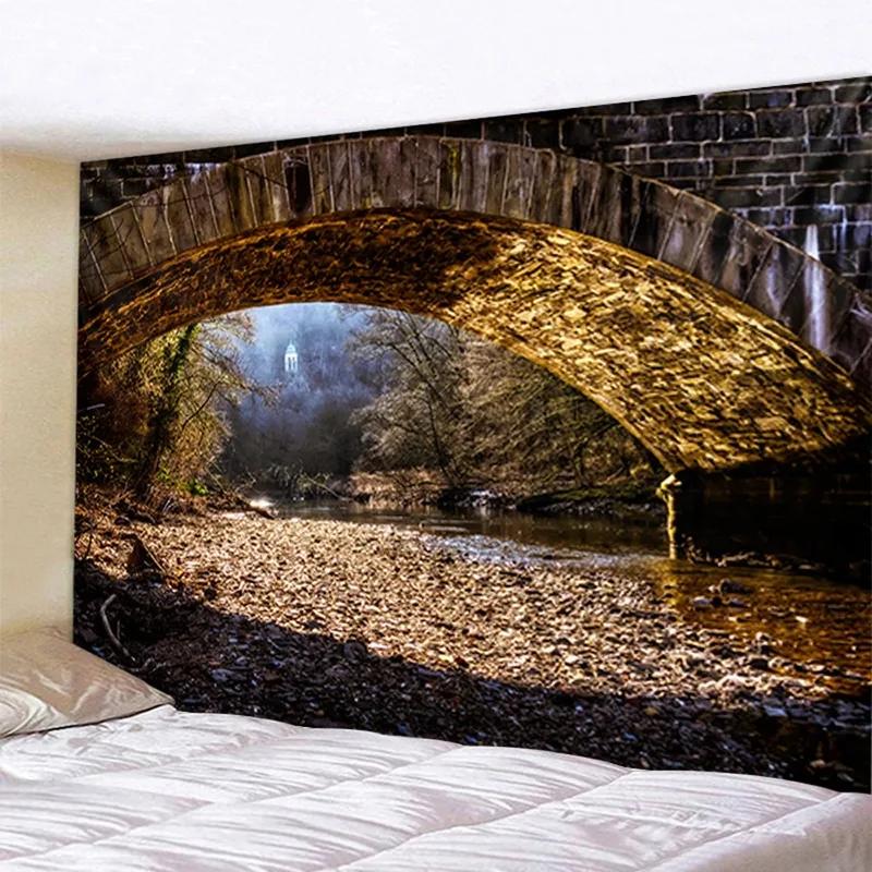 Home Wall Decoration Tapestry Fantasy Stone Arch Bridge Landscape Background Office Living Room Tapestry