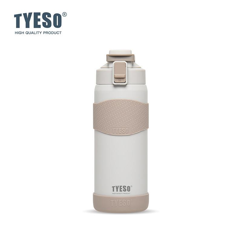TYESO 750ML Double Wall Insulated Water Bottle Hot Leakproof 304 Stainless Steel Flask for Fitness Outdoor Daily Use Drink with non-slip pad