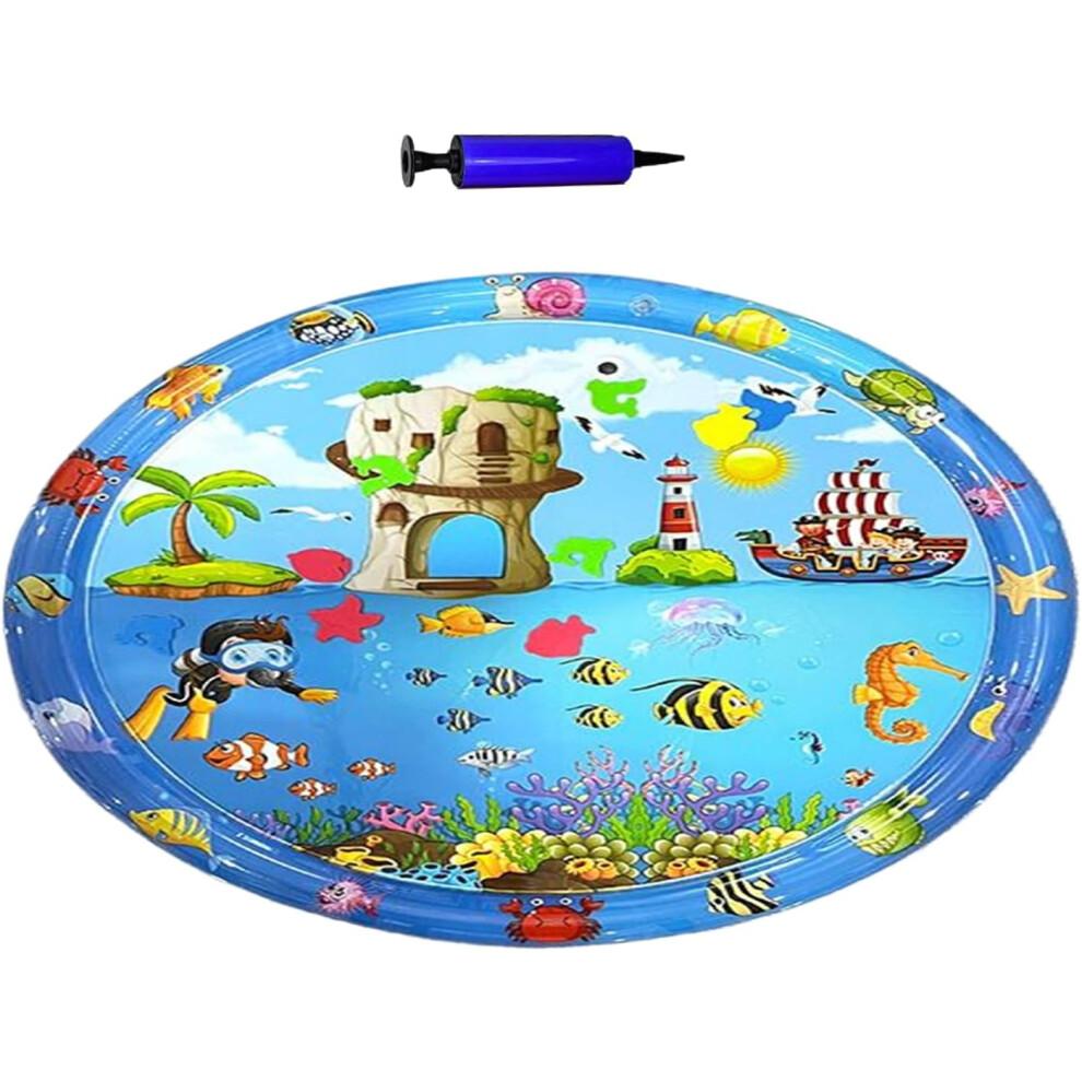 Pet Cooling Mat AntiScratch Cat Water Mat 39.37x39.37 Inches Inflatable Ice Pad With Pump Sensory Toy For Hot Weather