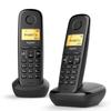 GIGASET A270 Duo Black Cordless Phone - Caller ID, 80-name Phonebook, Hands-free, Monochrome LCD Screen