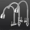 Wall Mounted Kitchen Faucet Hot Cold Mixers Kitchen Sink Tap 360 Degree Swivel Flexible Spout  Stainless Steel Wall Mounted