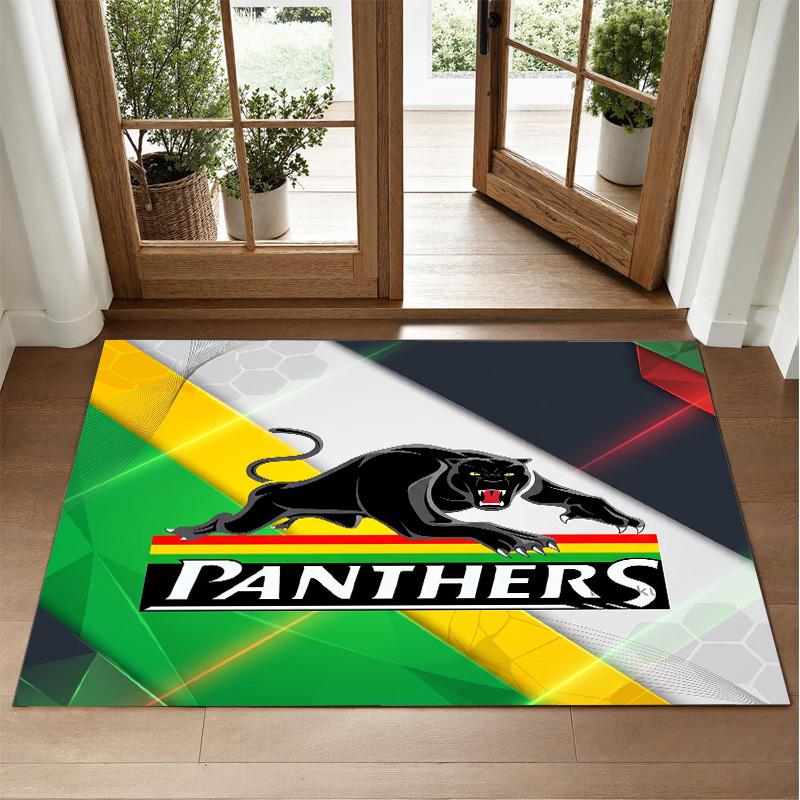 Penrith Panthers Design Crystal Velvet Rug Soft Decorative Mat for Bedroom Entrance