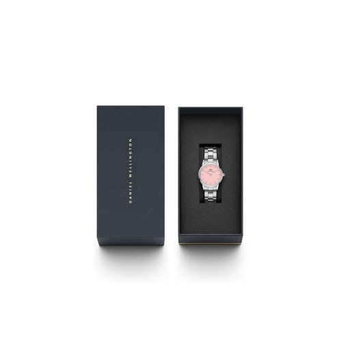 [Official Limited Edition/2-Year Warranty/Limited Edition] Daniel Wellington DW Women's Iconic Link Watch In Pastel Blush, 28mm, Pink Dial, Silver, Li