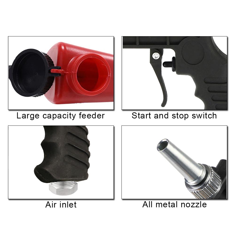 Handheld Pneumatic Blasting Gun Set Adjustable Small Sand Blasting Machine Portable Gravity Sand Blaster Sandblasting Gun 90psi