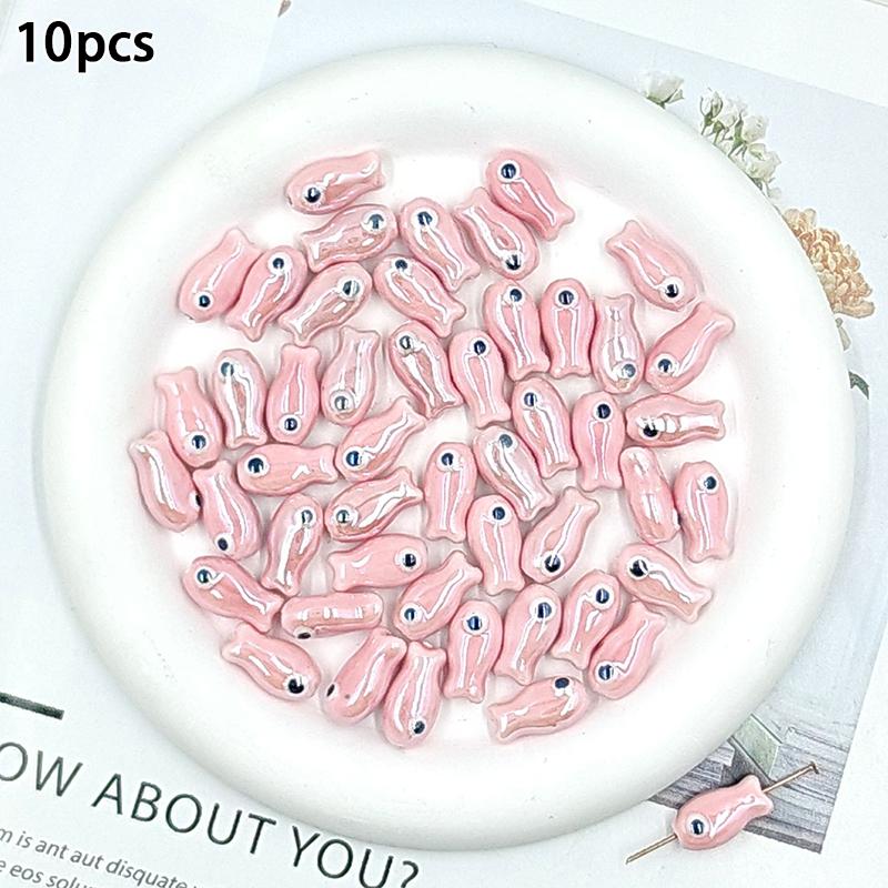 10Pcs Little Fish Ceramic Beads Diy Necklace Earrings Jewelry Accessories Pendants Loose Beads For Crafting