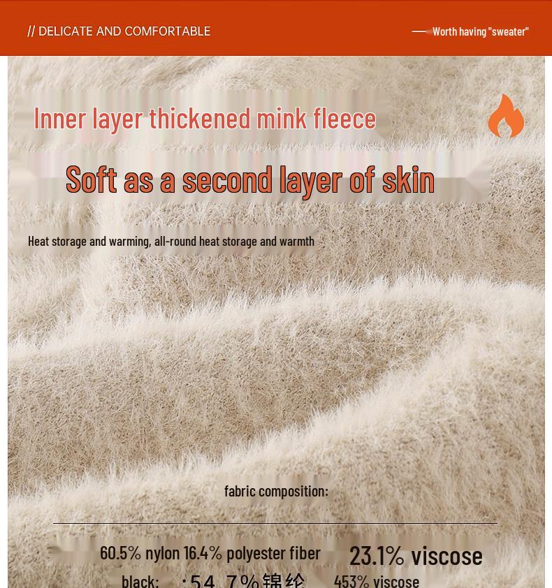 Yuzhaolin Women's Fleece Lined Round Neck Knit Base Layer