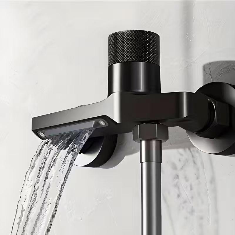 Modern Bathroom Faucet - Wall-Mounted Bathtub/Shower Mixer Tap with Hot & Cold Control, Concealed Valve, Matte Black Finish for