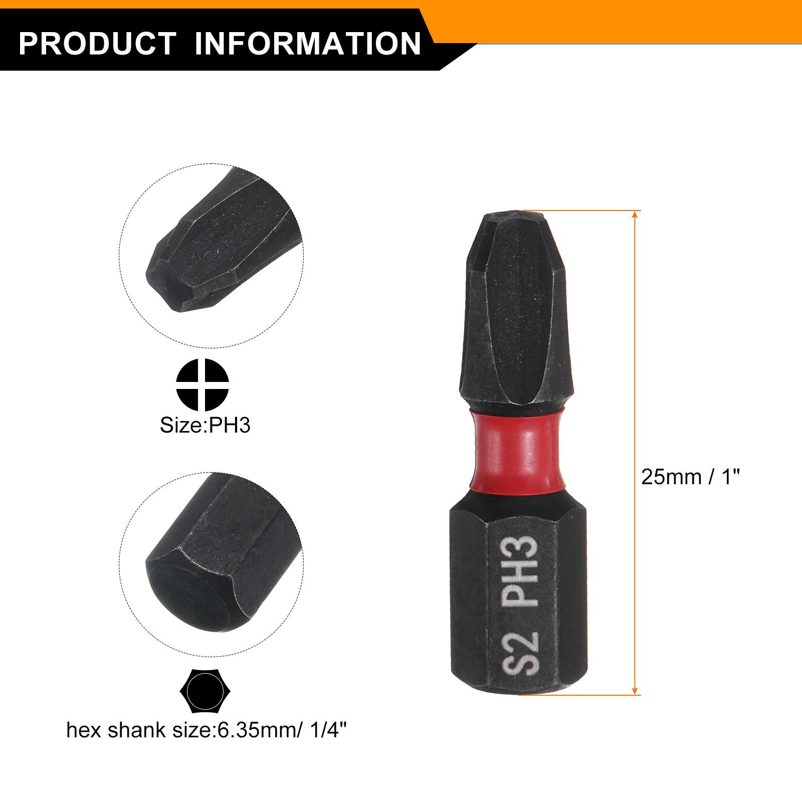 

2/4/8pcs PH0/PH1/PH2/PH3 Phillips Screwdriver Bit 1/4 Hex Shank 25mm/1 Length Magnetic Cross Head Hex Bits Electric Drill Bits 2pcs