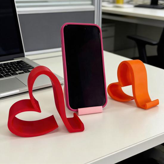 Herzförmige Handyhalterung Niedlicher 3D-gedruckter Handy-Ständer für Smartphones Tablets Kindles Romantischer Schreibtisch-Herz-Handyhalter für Büro Nachttisch