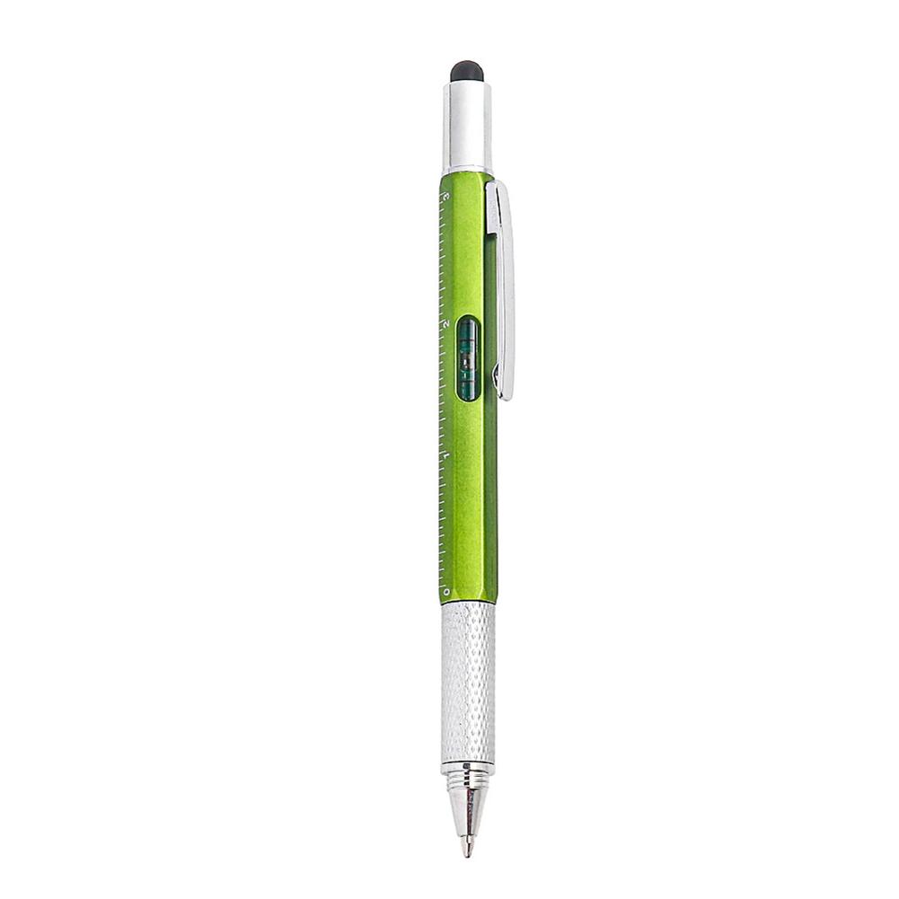 6 In 1 Multifunction Ballpoint Pen Touch Screen Stylus Capacitive Pen With Screwdriver Ruler Levelgauge Refillable Pencil Tools