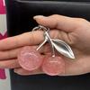 Pink Crystal Cherry Bag Charm For Handbag Shoulder Bag Women's High-Grade Keychain Bags Attachment Parts Women's Gift