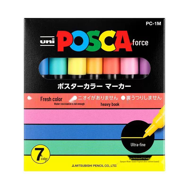 POSCA Treasure Color Acrylic Marker Set (Water-Based, PC-1M/3M/5M)