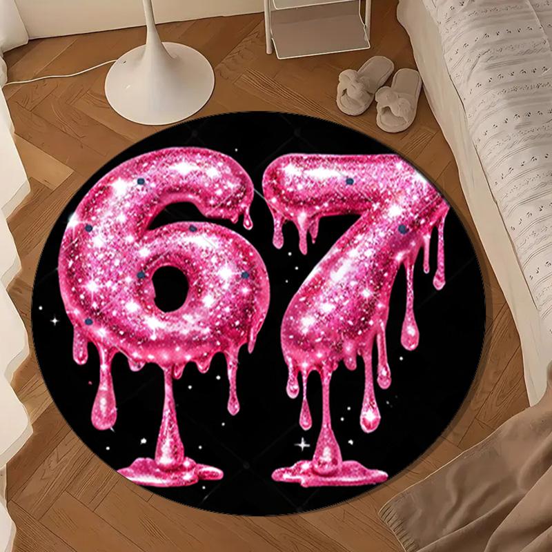 Royal Hands Holding Number 67 Round mat, Anti-slip Circle Carpet Chair rug For livingroom,Bedroom, doormat home decor Gift Christmas Gifts