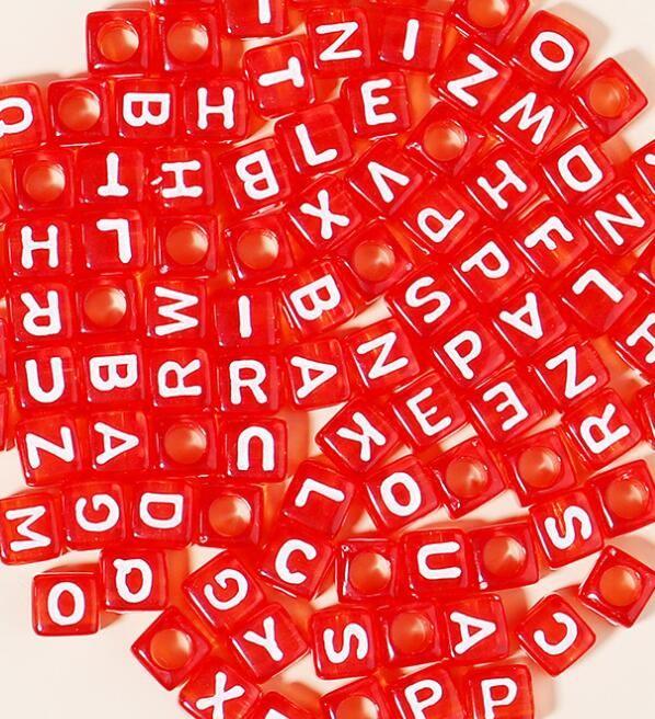 100pcs/Lot Mixed Acrylic Square Letter Beads Colored Cube Spacer Alphabet Bead for Jewelry Making DIY Charm Bracelet Accessories