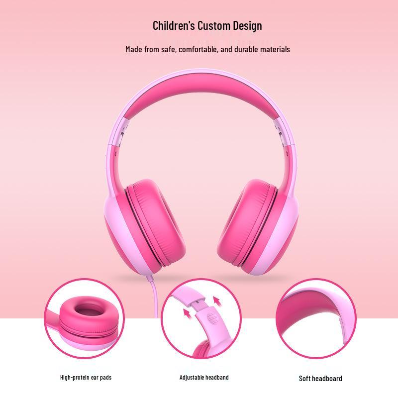 

Children’s Wired Over-Ear Headphones with Cute Cat Ears - Detachable & Foldable for Students, Model E61V