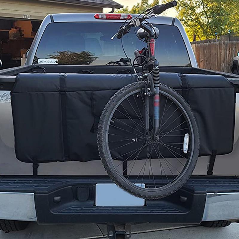 Tailgate Bike Pads Waterproof Tailgate Truck Protection Pad with Secure Bike Frame Straps 2 Tool Pockets Load up to 5 Bicycles