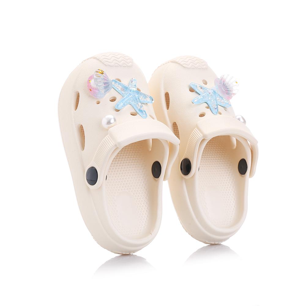 

New Starfish Seashell Slippers Girls Cute Shoes Accessories for Girls Diy Sandals Beach Decoration Outdoor Non-slip Slippers 18-19(Inner14cm) бежевый