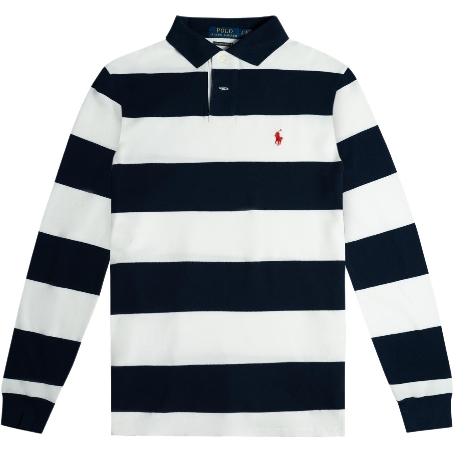 

Polo Ralph Lauren Custom Slim Fit Цветной блок в полоску Вышитое логотипом пони Рубашка поло с длинным рукавом Мужской верх 710787910-001 S