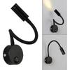 2 Pieces Black 3w Wall Reading Lamp, Flexible Adjustable Neck Sconce Aluminum Desk Lamp, Bedside Lamp With Switch Led Eye Care