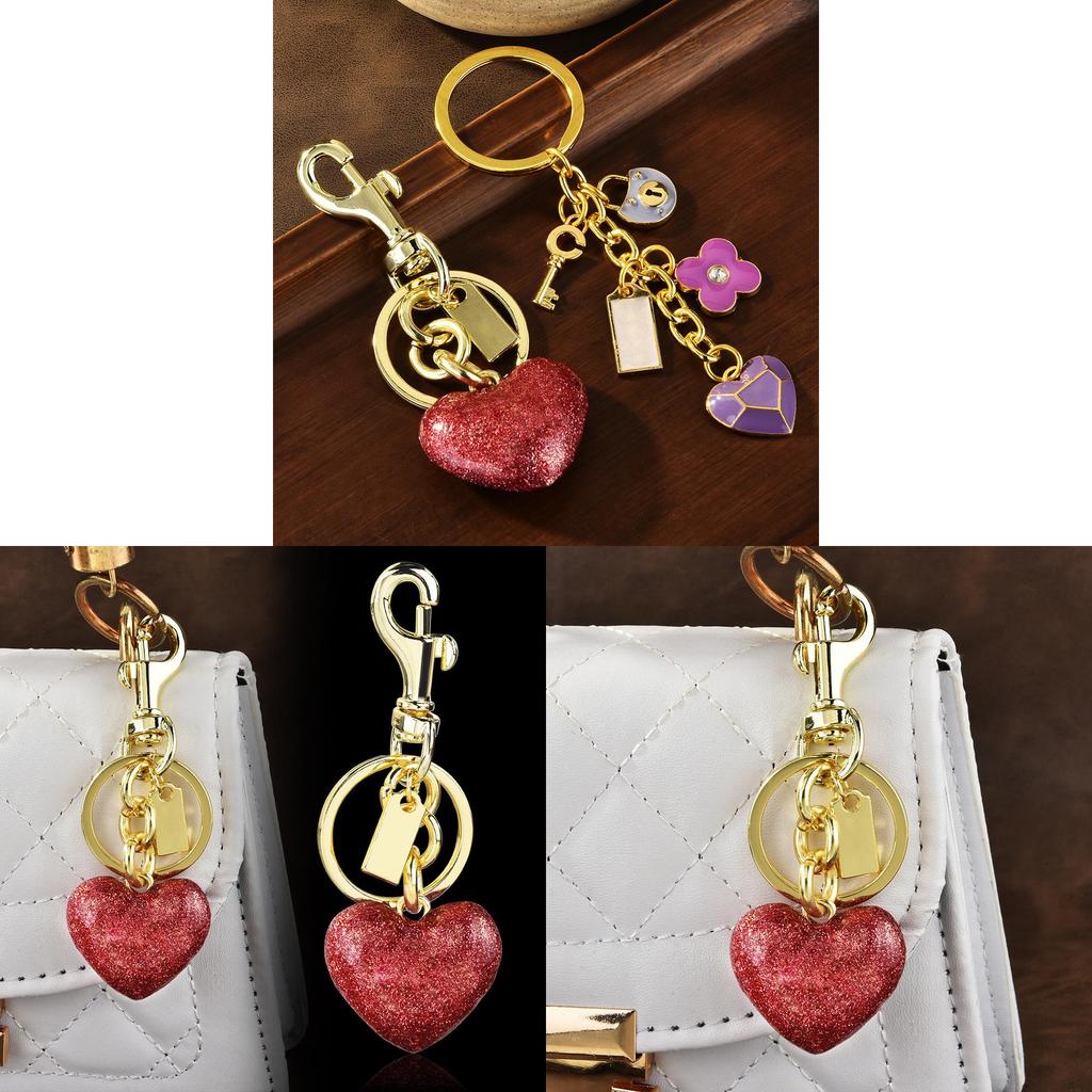 Heart Shape Key Holder Pendant With Metal Finish For Handbag Decoration And Gift