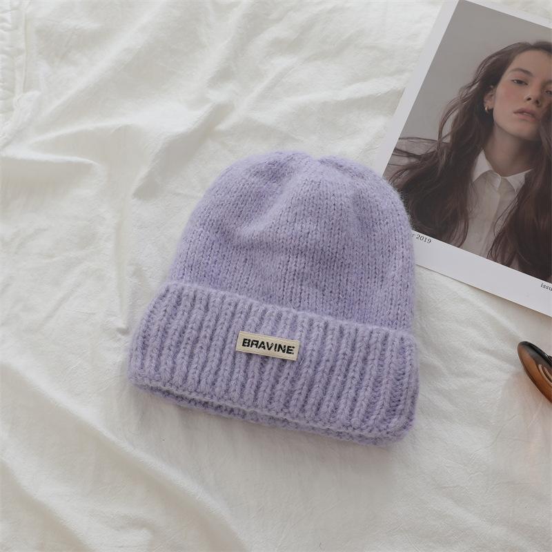 Korean Dopamine Simple Letter Knitted Hat Letter Label Men and Women's Same Wool Hat Women Thickened Warm