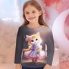Cat Short Sleeve Horse Child Tshirt Summer Kawaii Kid T-Shirt for Children Tops Fashion Tee Girls Clothes From 8 To 14 Years Old