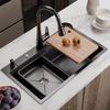 Silver Nano Embossed 304 Stainless Steel Kitchen Sink Large Single Slot Home Improvement Multifunction Wash Basin For Kitchen