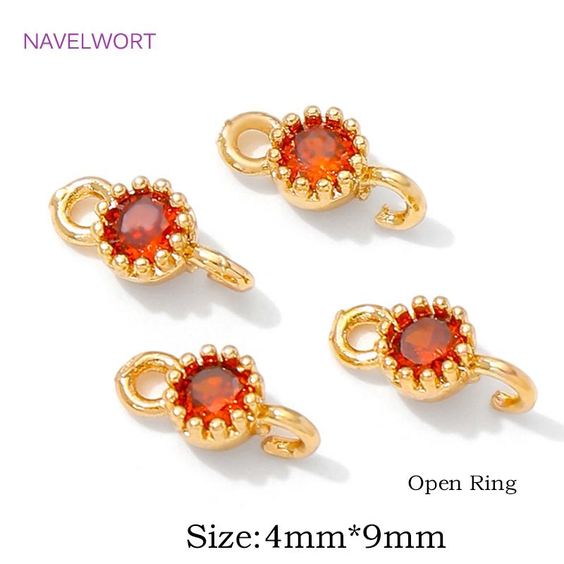 4/8/12Pcs 18K Gold Plated Mini Round Charms Connector For Jewelry,Connector For Bracelet,Inlaid Zircon Charms,DIY Accessories