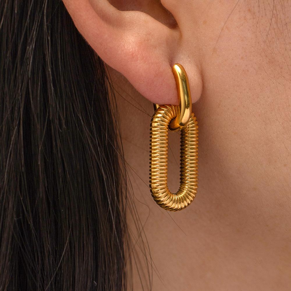 Europe and the United States Exaggerated 18K Gold-plated Stainless Steel Chain Earrings Trend Earrings Wholesale