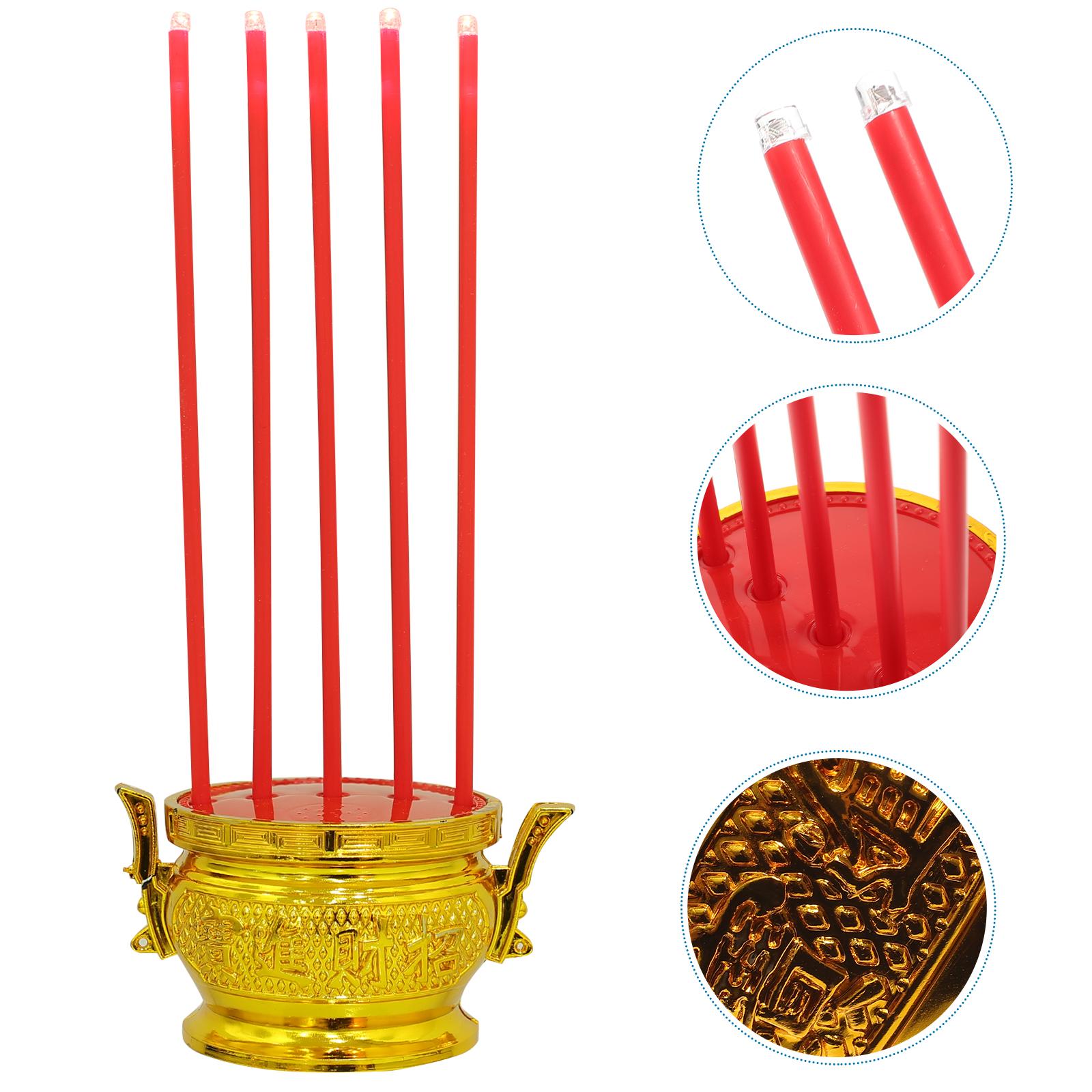 Portable Home Led Electronic Incense Burner Censer Decorative Plastic Votive Buddhism Aromatherapy Smokeless Fireplace Reusable