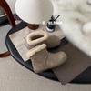 Cowhide version retro round head short boots women's velvet low-top snow boots warm large cotton shoes thick-soled fluffy boots