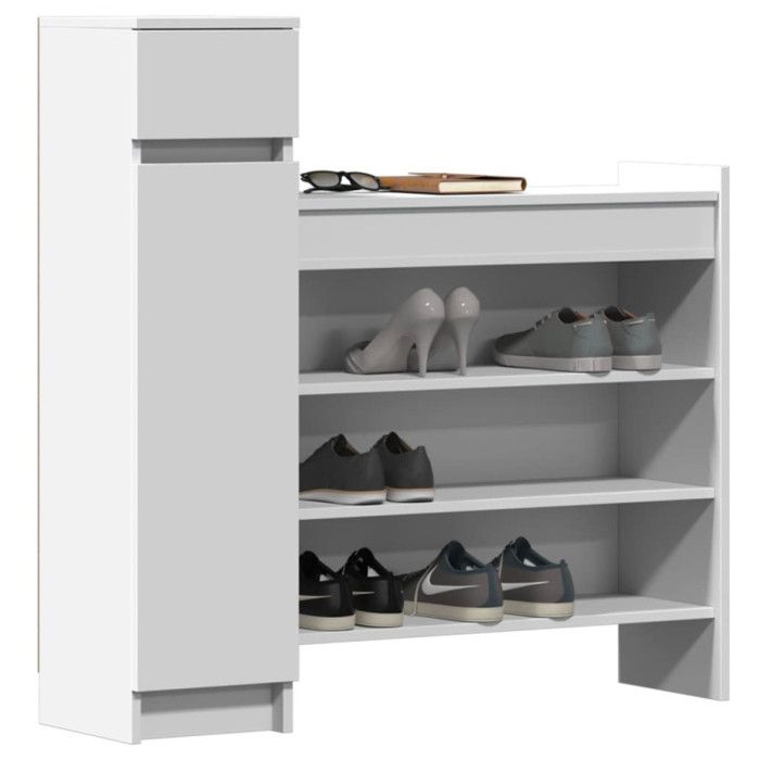 VidaXL Shoe Cabinet White 100.5x28x100 Cm Engineered Wood, Shoe Storage Cabinet, Rack 840422