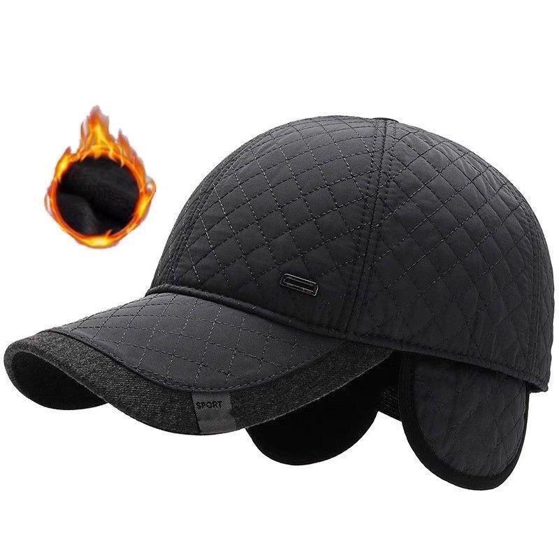 

Fashion Thicker Baseball Cap Men Warm Autumn Winter Trucker Hat with Earflaps Middle-aged Elderly Hat Ears Protected Dad Caps сірий