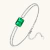 Silvere Glam New Square Emerald Bracelet From Europe And America, High-end Design Sense, Double-chain Jewelry, S925 Sterling Silver Chain