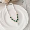 French Retro Colored Glass Pearl Clavicle Necklace