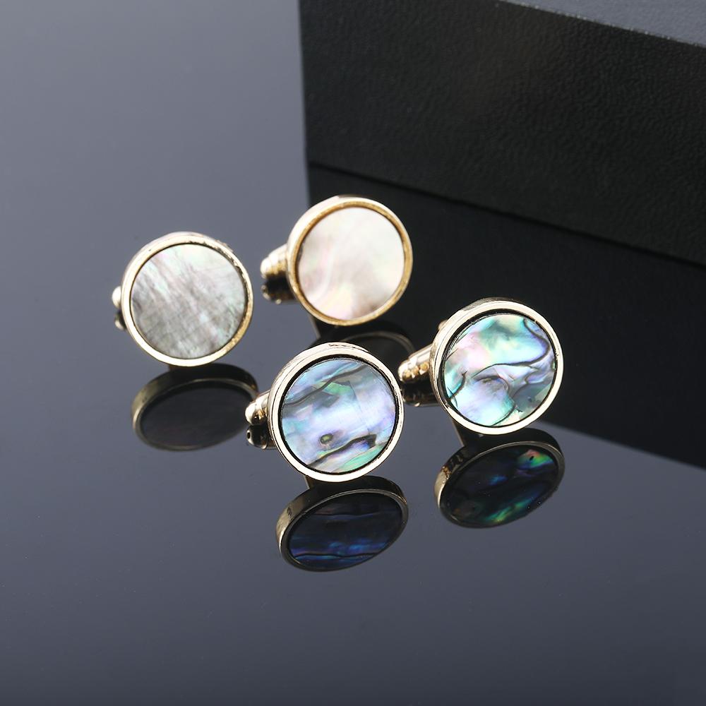 Elegant Abalone Shell Design Mens Cufflinks Funny Business Wedding Heart Oval Square Shaped Sleeve Button