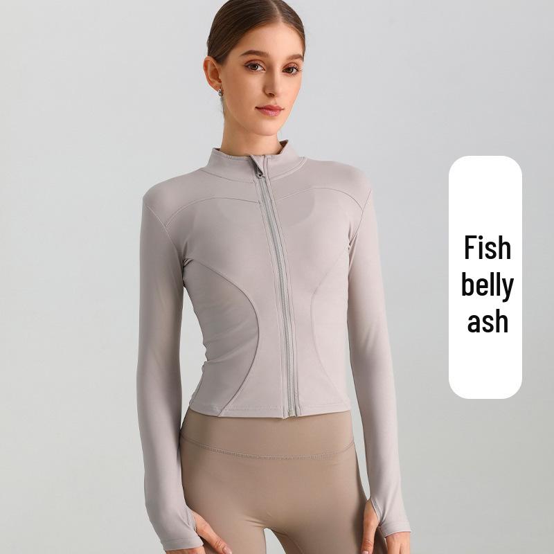 European & American Zipper Yoga Jacket - Quick-Drying, Slimming, Long Sleeve Fitness Top for Women