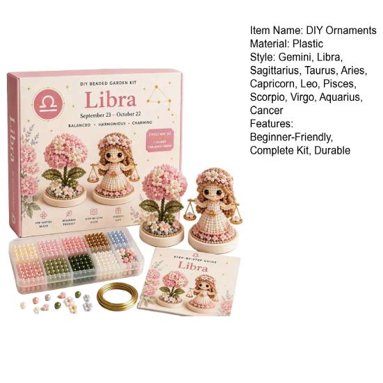 Easy Craft Kits for Beginners 12 Zodiac Signs DIY Beaded Garden Kit, 3D Astrology Flower Personalized Dorm Room Decor Handmade Bead Kit Beginners,