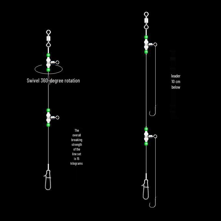 

Luminous Stainless Steel Sea Fishing Anti-Tangle Rig with Gourd Swivel 2 gourd hook distance 150