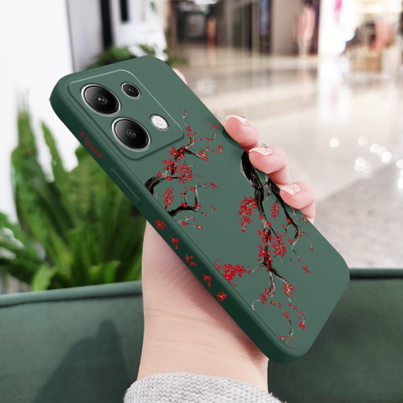 

Cold Plum Snow Phone Case For Xiaomi Redmi Note 15 Pro Plus 4G 5G Silicone Cover Redmi Note 15 Pro 5G темно-зеленого