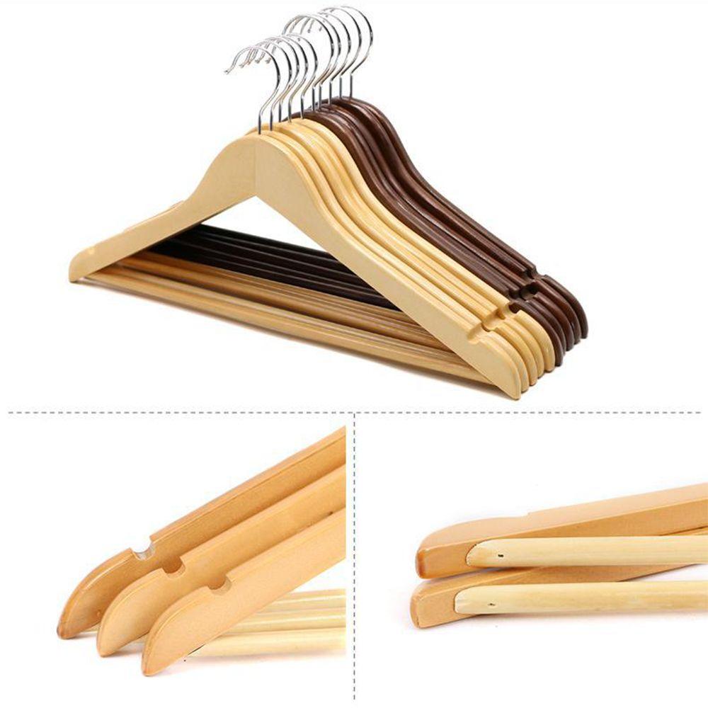 High-Grade Natural Wooden Shirt Coat Hangers Garments Clothes Trouser Bar