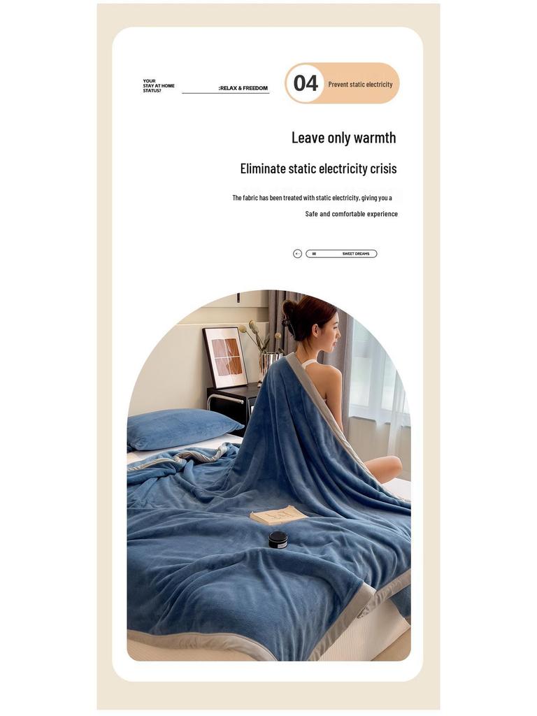 Single Piece Thickened Velvet Flannel Bed Sheet - Warm Autumn/Winter Coral Fleece Duvet Cover & Blanket
