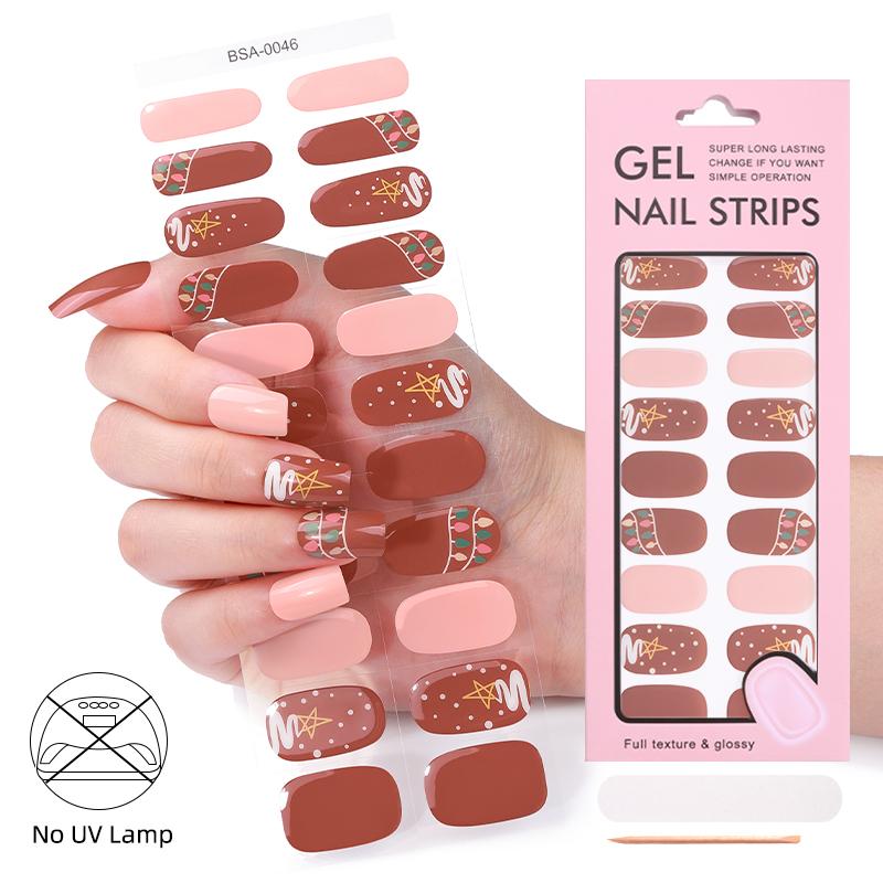 Factory Direct Fully Cured Gel Nail Stickers Popular Christmas Styles
