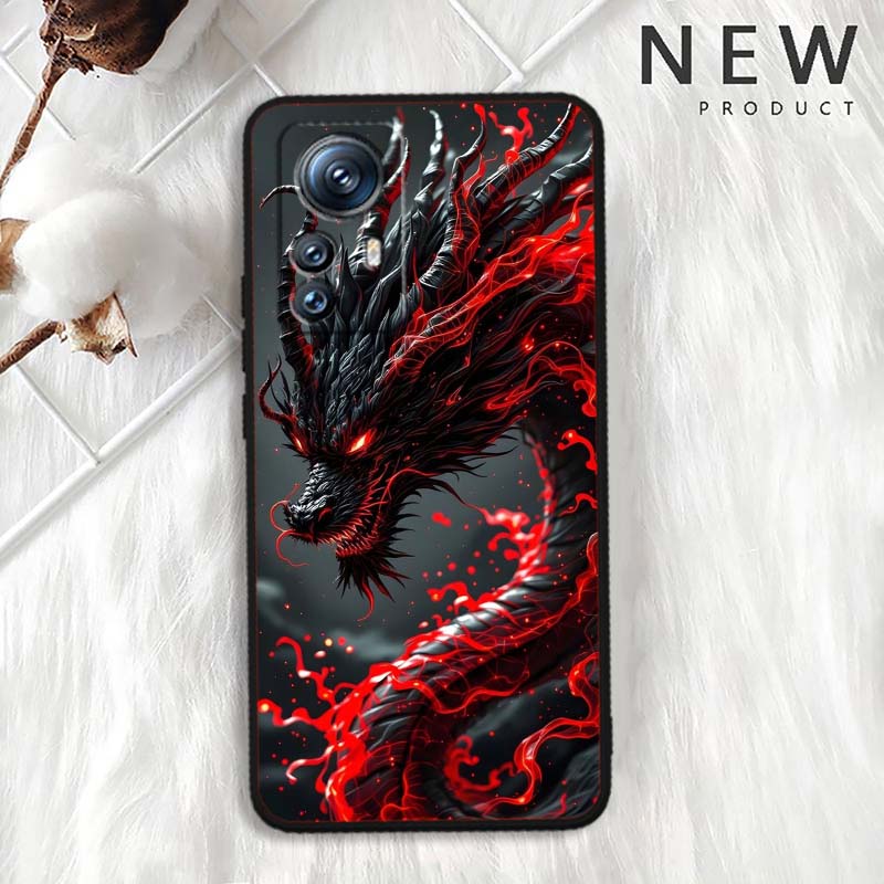 Fashion Dragon Illustration For Xiaomi Mi 15 14 13 13T 12 12T 12S 11 11i 11T Pro Ultra Lite 5G Black Soft Phone Case