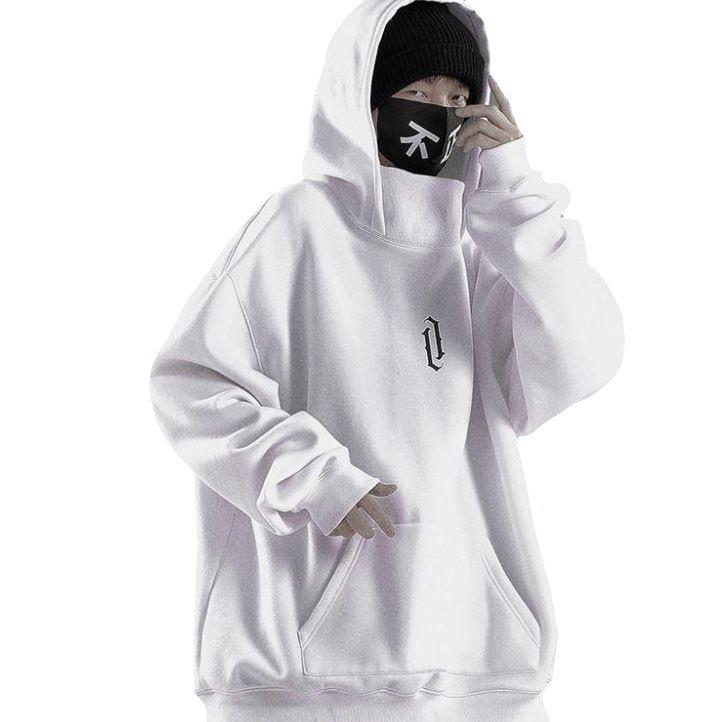 Men's Trendy Motorcycle Hooded Sweatshirt - Spring/Autumn Hip-Hop Style, High Collar, Loose Fit, Available in Light and Plus Velvet Options.