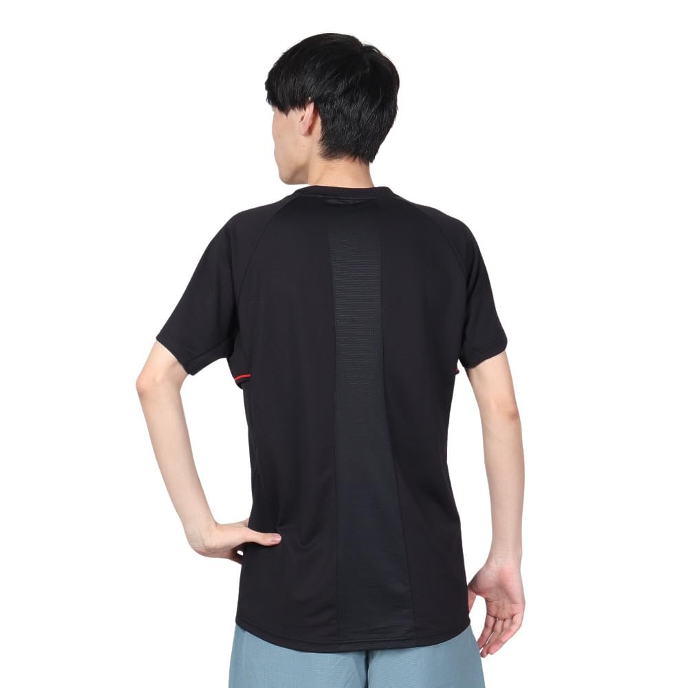 Short Sleeve Short Sweat Quick Mesh Material Easy To Club Black XO [DESCENTE] Shirt, Volleyball, Sleeve, Absorbent, Drying, Breathable, Arrangement,